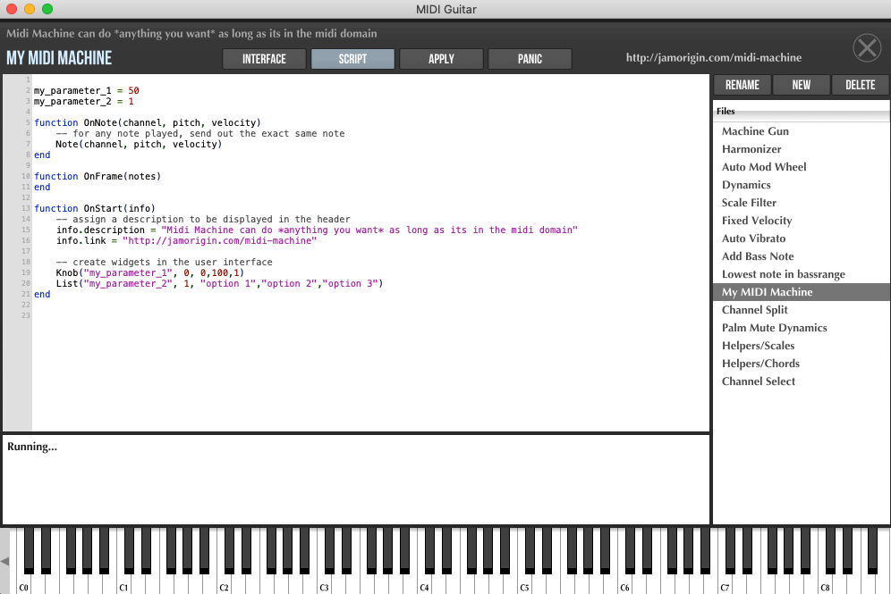 MIDI Machine Editing Window