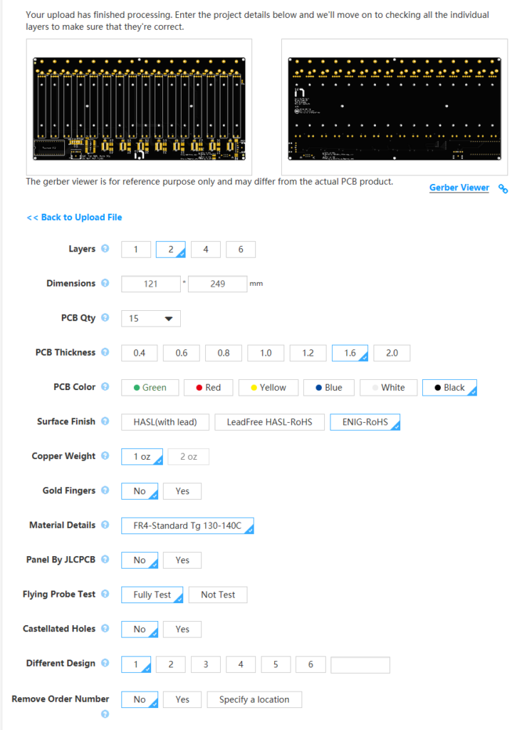 JLCPCB Gerber Uploaded