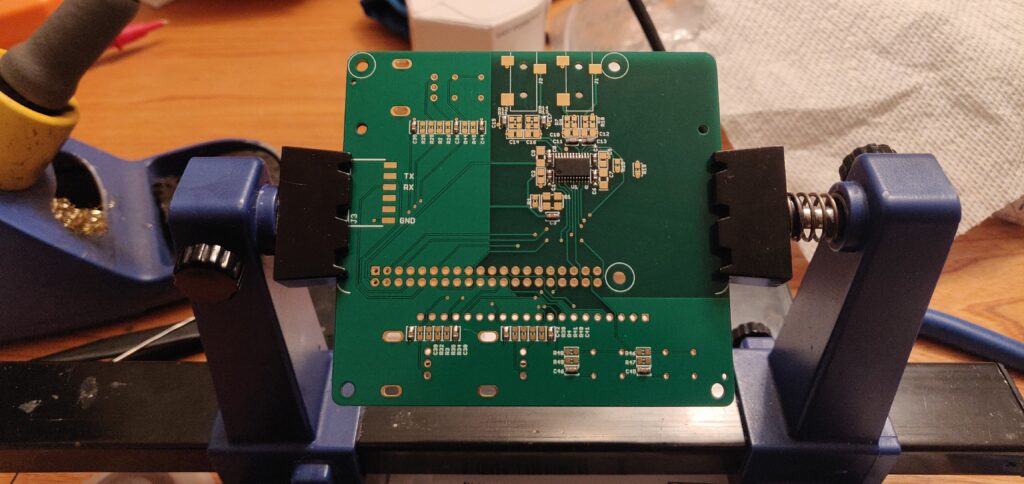 Shows the audio codec soldered to the PCB