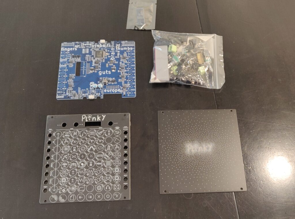 Shot of the contents of the Plinky Kit